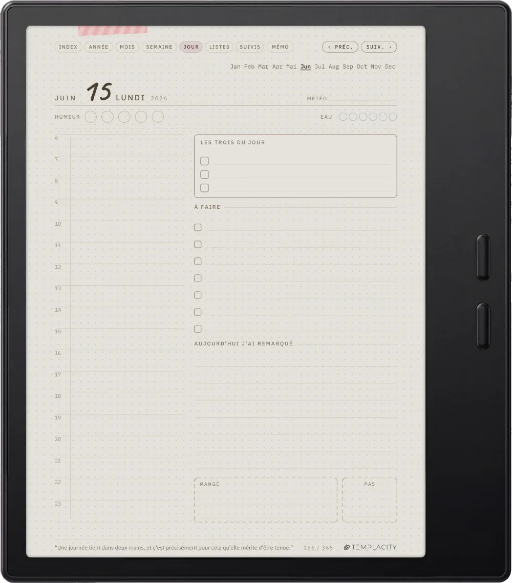 The Planner, la page du jour