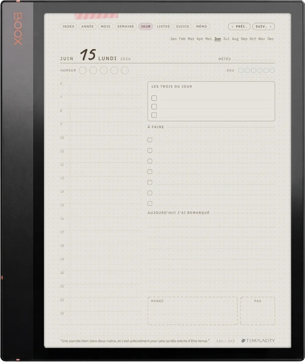The Planner, la page du jour