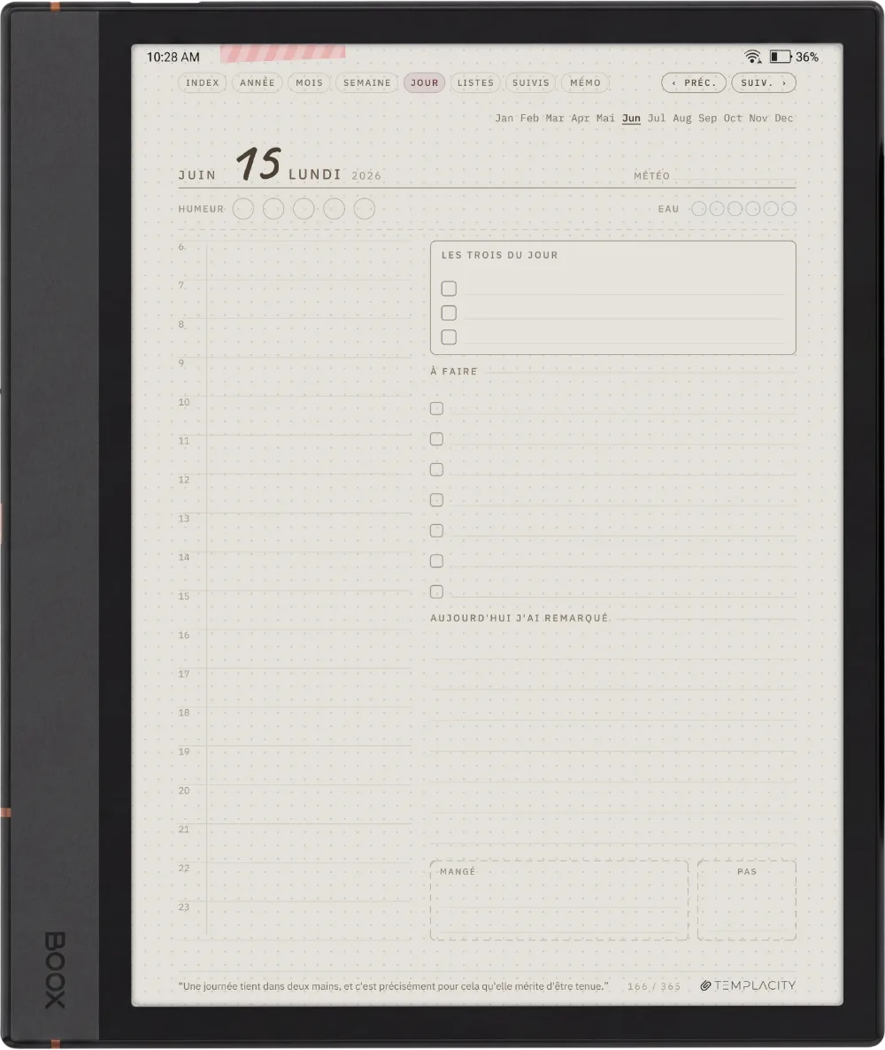 The Planner, la page du jour