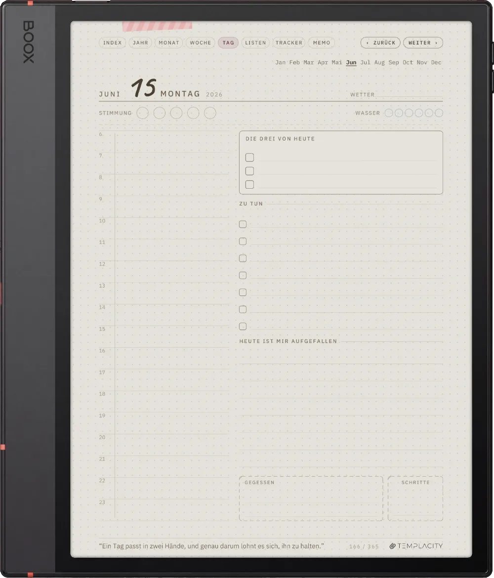 Ichinichi 一日 · Ein Techo für E-Ink Boox Note Air5 C Seite 1