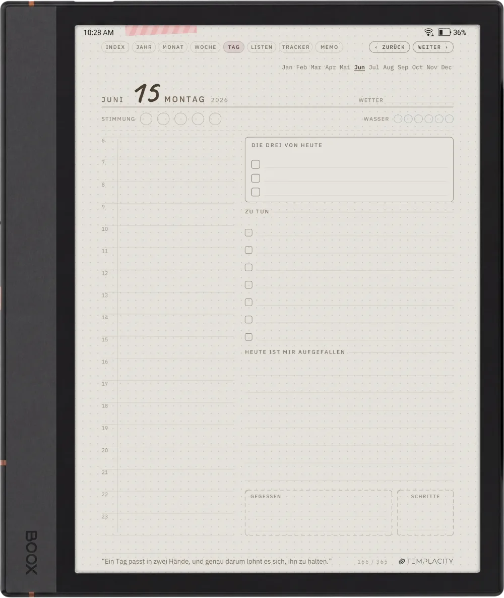 Ichinichi 一日 · Ein Techo für E-Ink Boox Note Max Seite 1