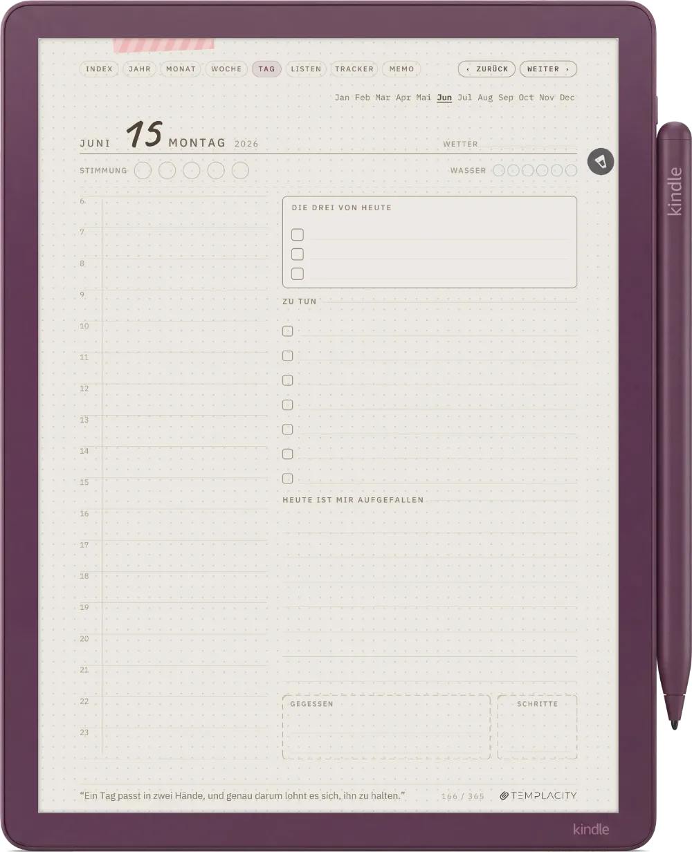 Ichinichi 一日 · Ein Techo für E-Ink Kindle Scribe Colorsoft Seite 1
