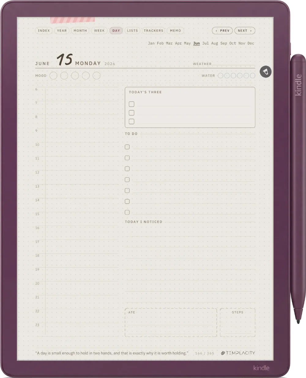 Ichinichi 一日 · A techo for e-ink Kindle Scribe Colorsoft page 1