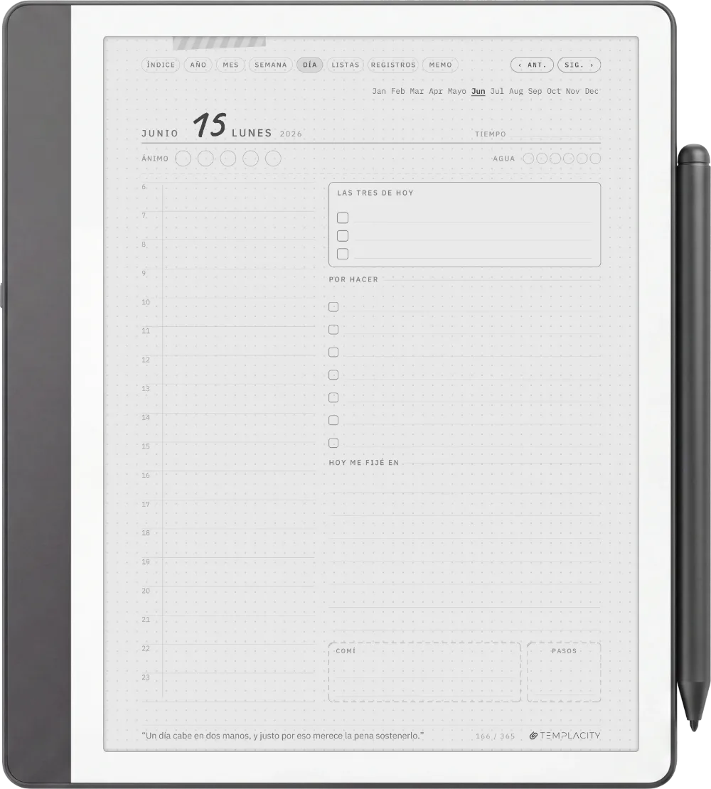 Ichinichi 一日 · Una agenda techo para e-ink Kindle Scribe, página 1