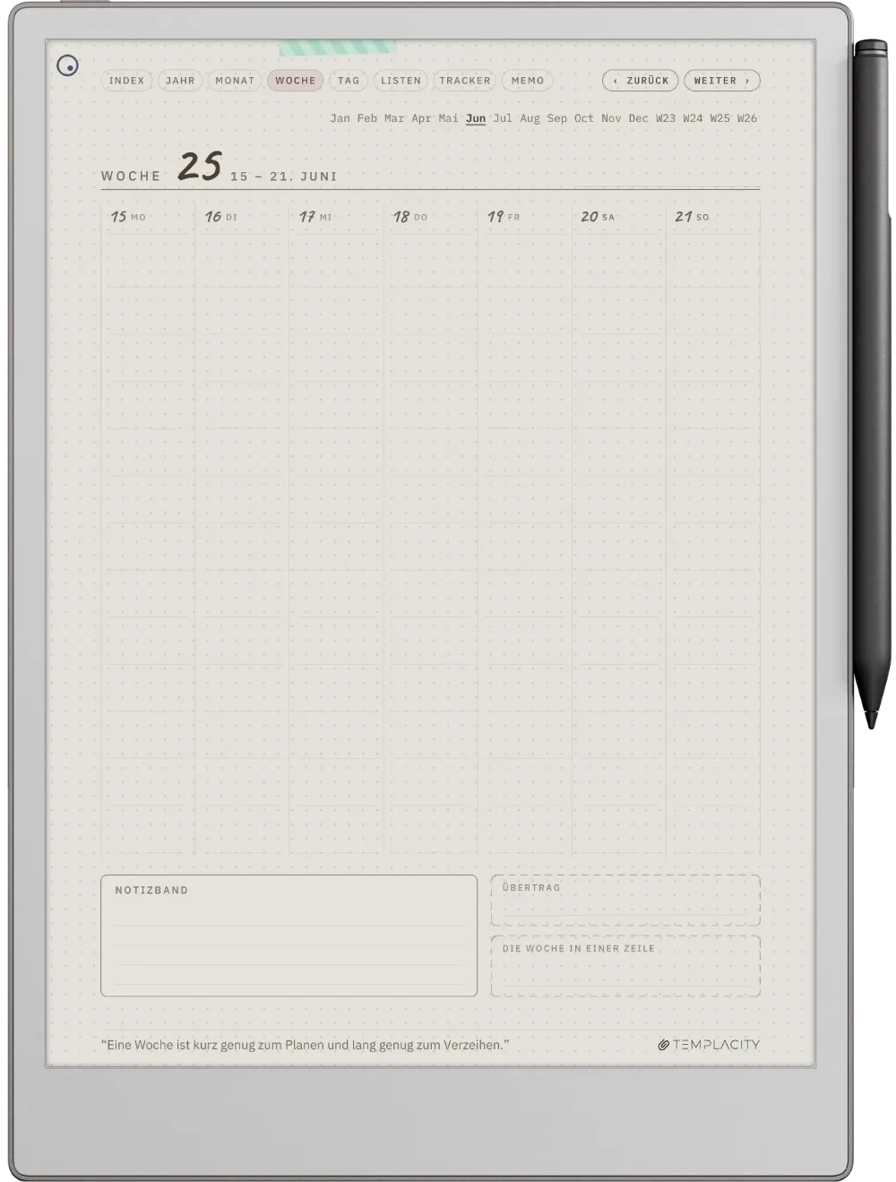 Ichinichi 一日 · Ein Techo für E-Ink reMarkable Paper Pro Seite 2
