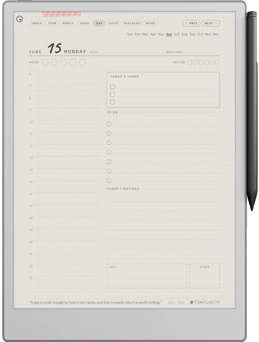 Ichinichi 一日 · A techo for e-ink reMarkable Paper Pro page 1