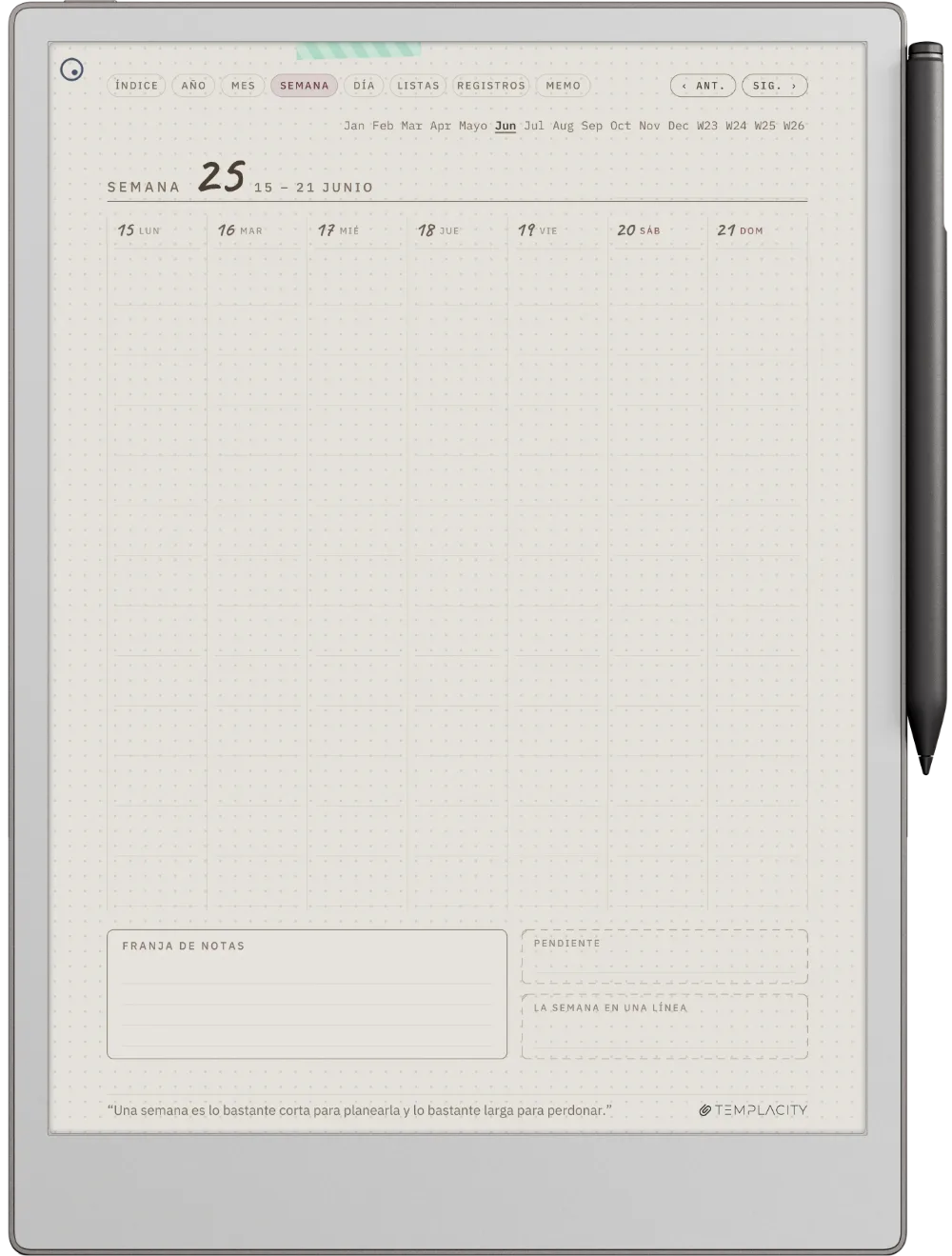 Ichinichi 一日 · Una agenda techo para e-ink reMarkable Paper Pro, página 2