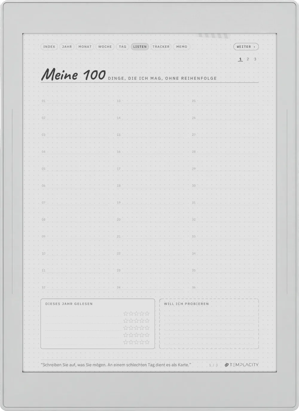 Ichinichi 一日 · Ein Techo für E-Ink Supernote Nomad Seite 4