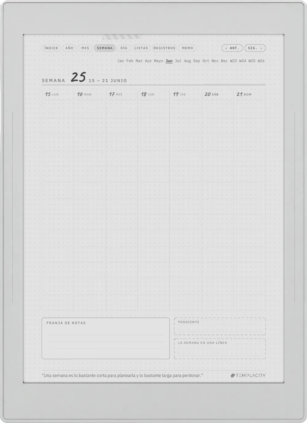Ichinichi 一日 · Una agenda techo para e-ink Supernote Nomad, página 2