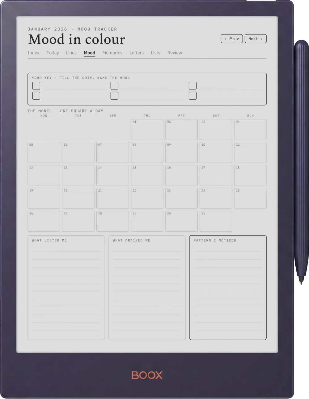 The Planner · The Journal Boox Note5 page 2