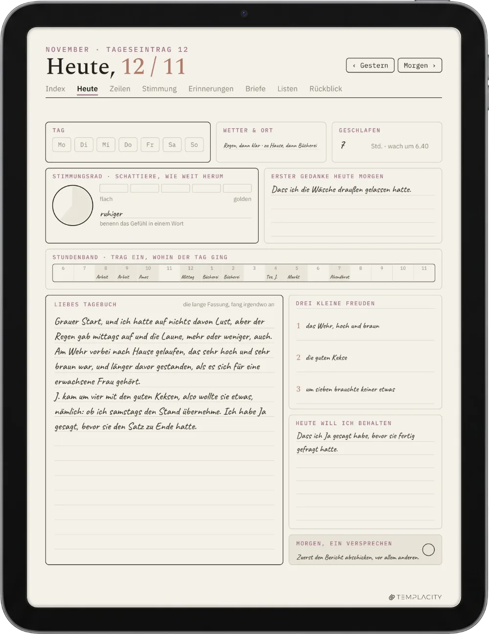 The Planner auf dem iPad