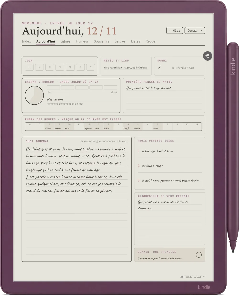 Le Planner sur la Kindle Scribe Colorsoft