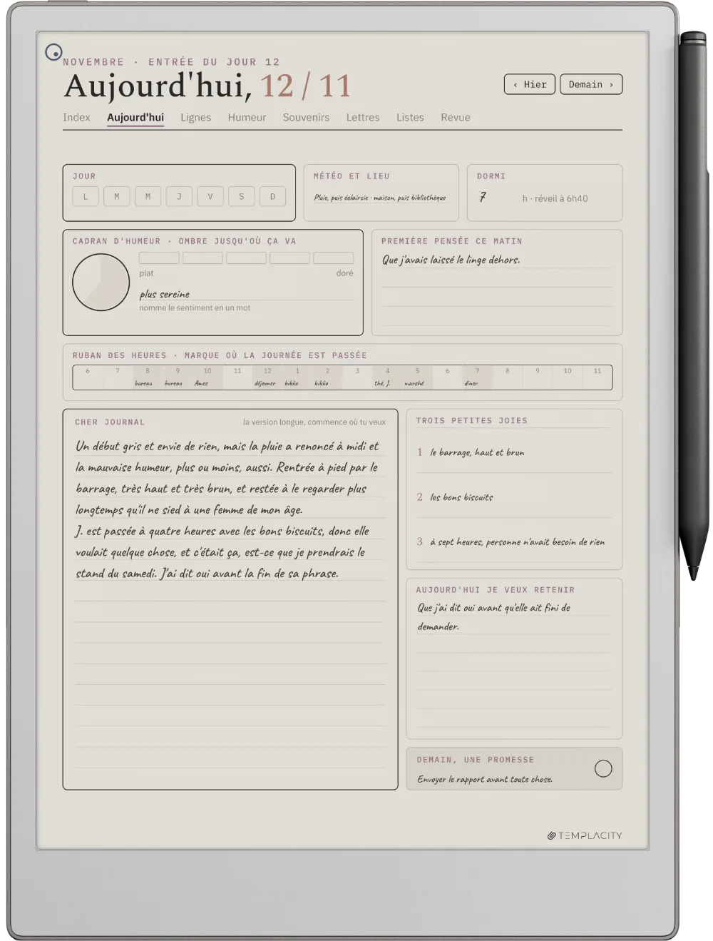 Le Planner sur la reMarkable Paper Pro