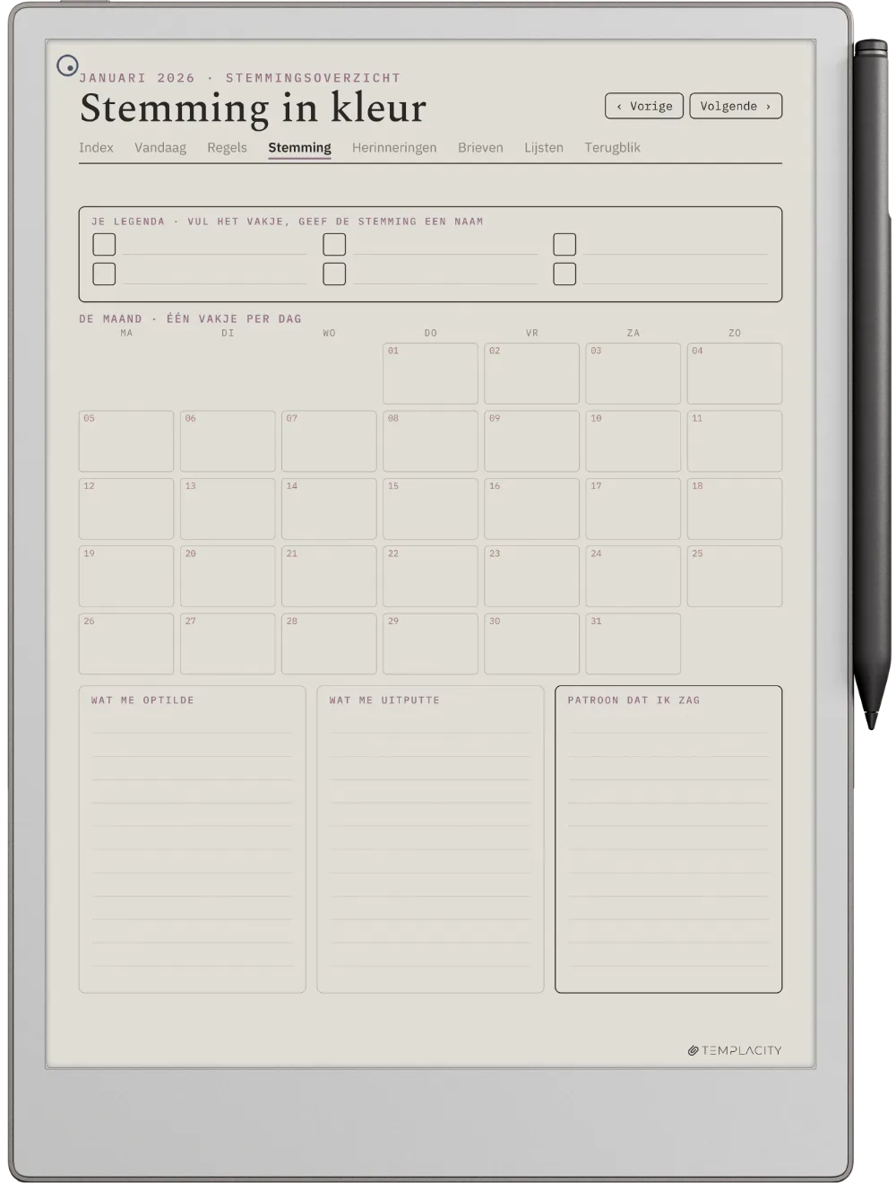The Planner · Het Dagboek reMarkable Paper Pro pagina 2