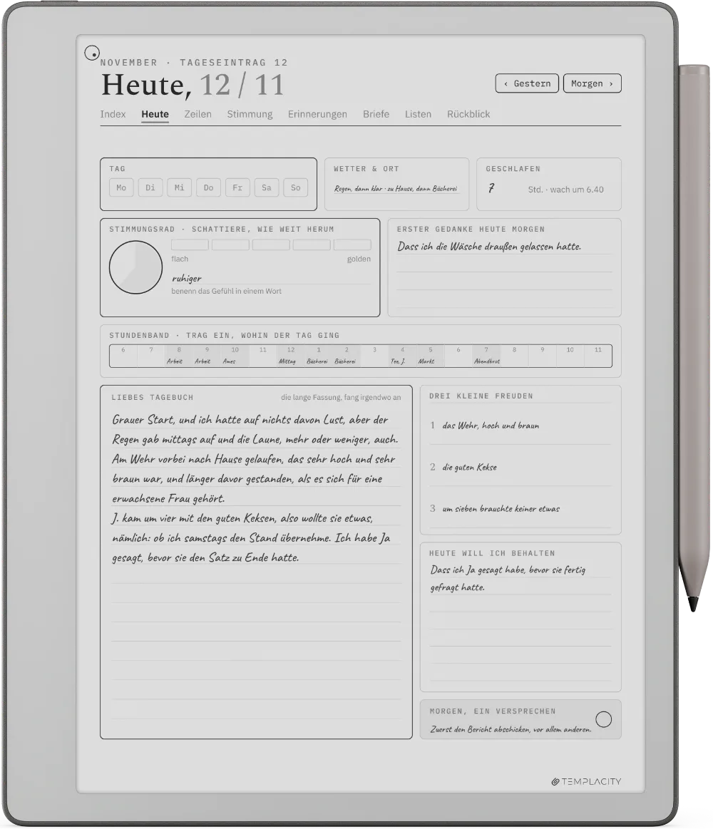 The Planner auf dem reMarkable Paper Pure