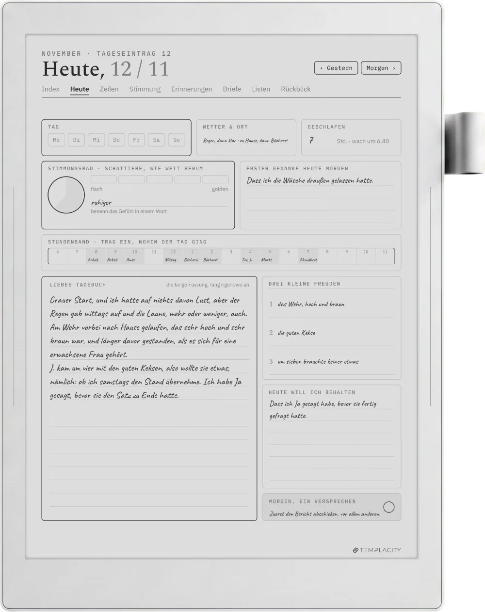 The Planner auf dem Supernote Manta