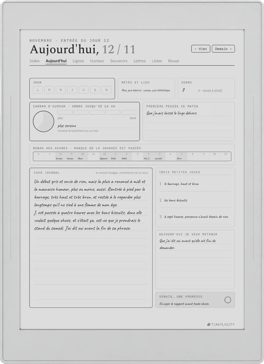Le Planner sur la Supernote Nomad