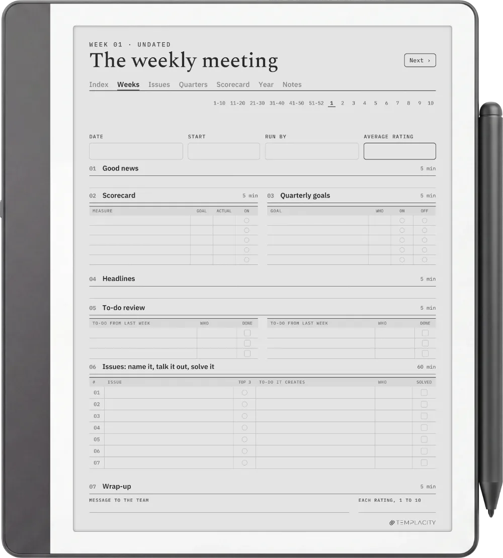 The Planner · Leadership Meeting Kindle Scribe page 1