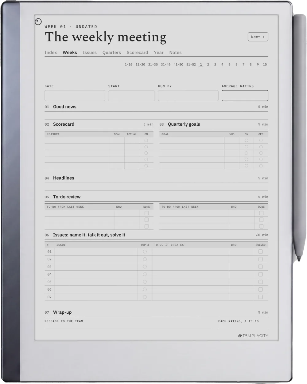 The Planner on the reMarkable 2