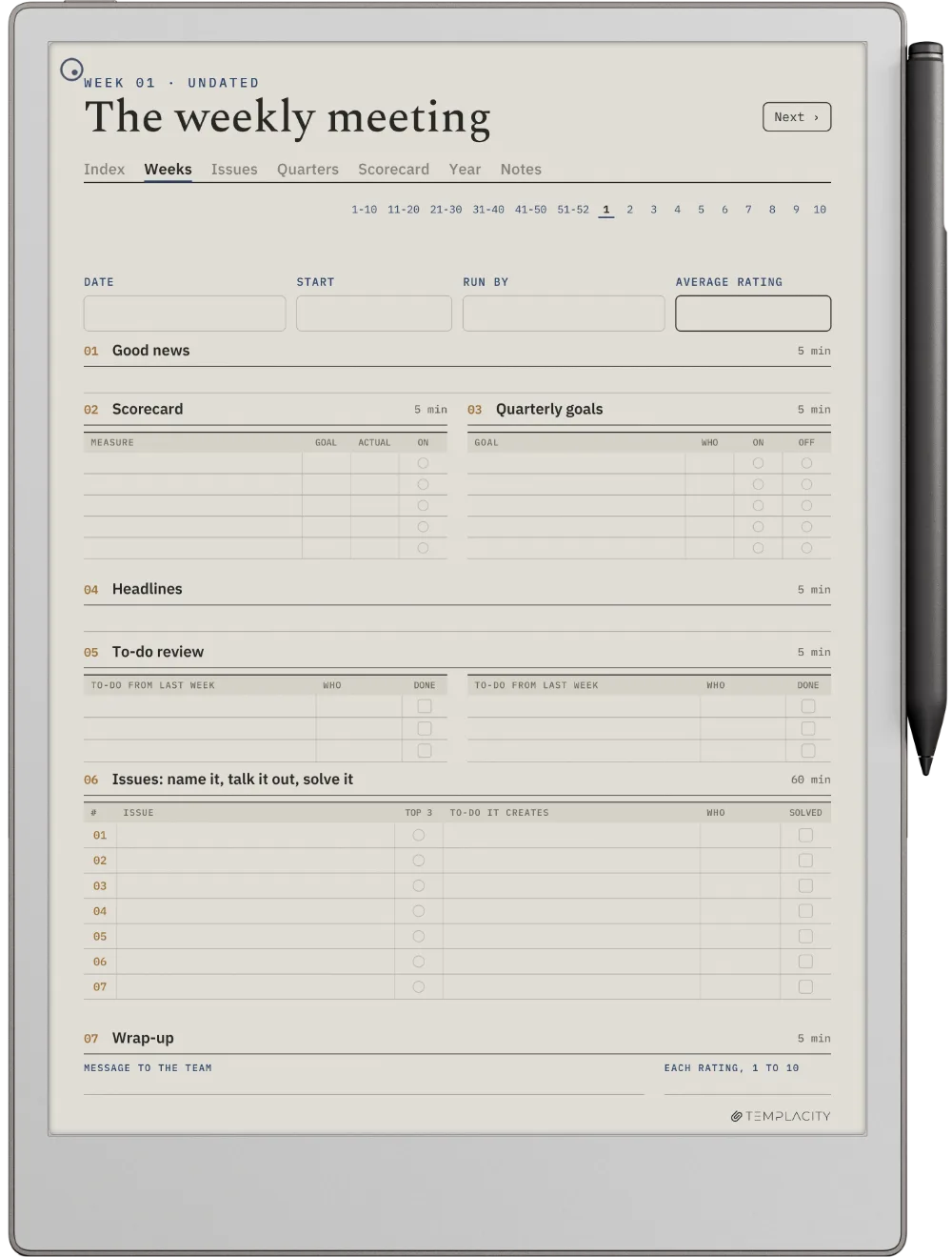 The Planner on the reMarkable Paper Pro