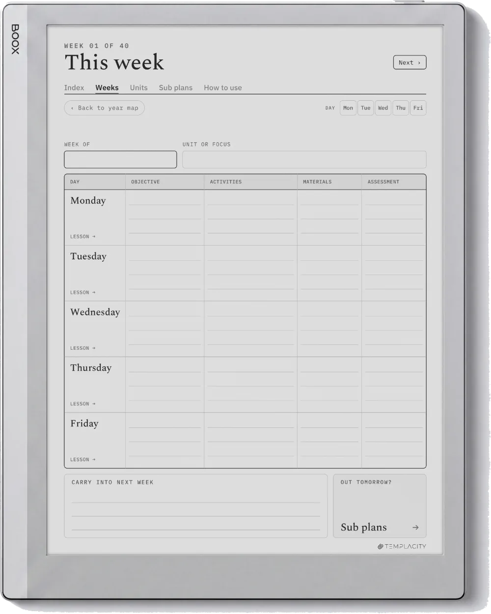 The Planner · Teachers Boox Go 10.3 page 1