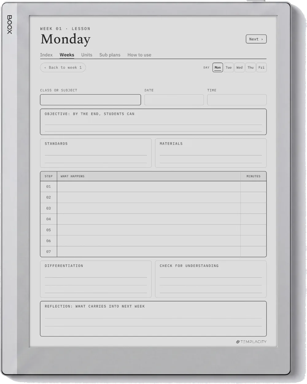 The Planner · Teachers Boox Go 10.3 page 2
