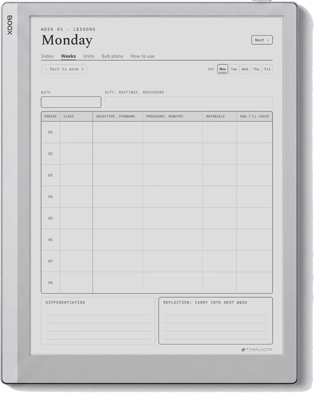 The Planner · Teachers Boox Go 10.3 page 3