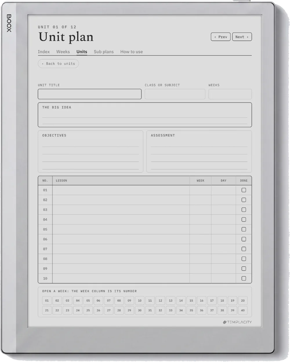 The Planner · Teachers Boox Go 10.3 page 4