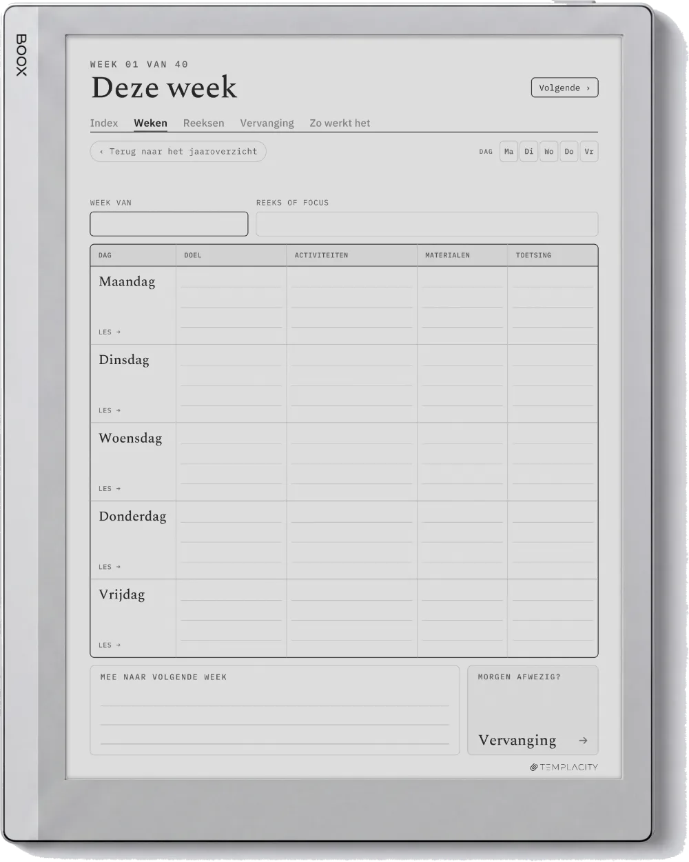 The Planner · Docenten Boox Go 10.3 pagina 1
