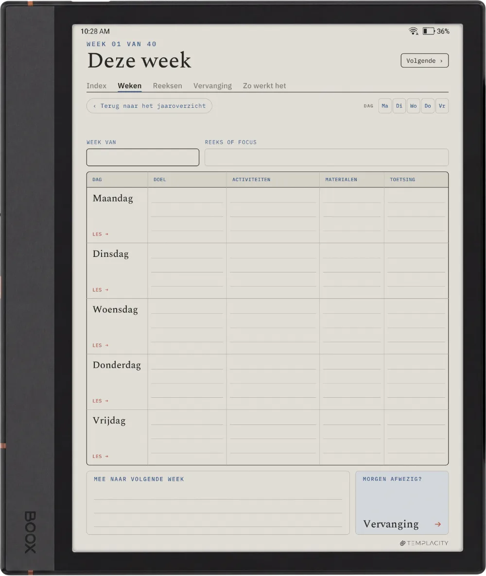 The Planner De week