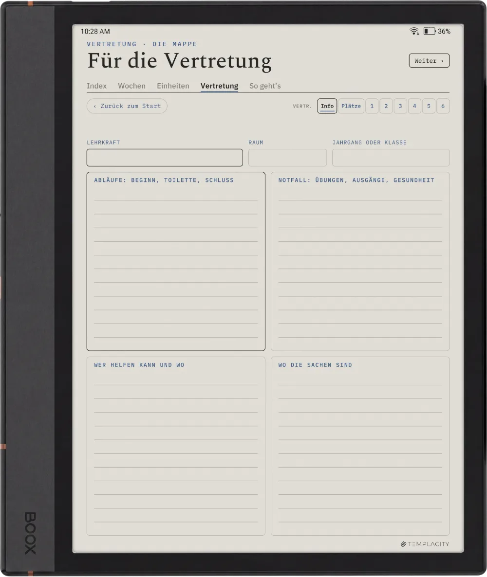 The Planner · Lehrkräfte Boox Note Max Seite 5