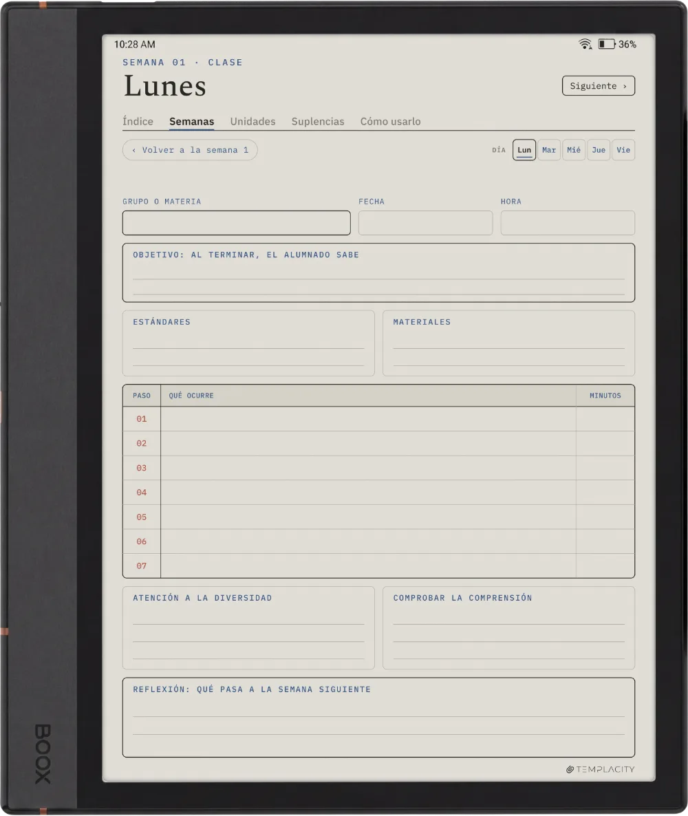 The Planner · Docentes Boox Note Max página 2