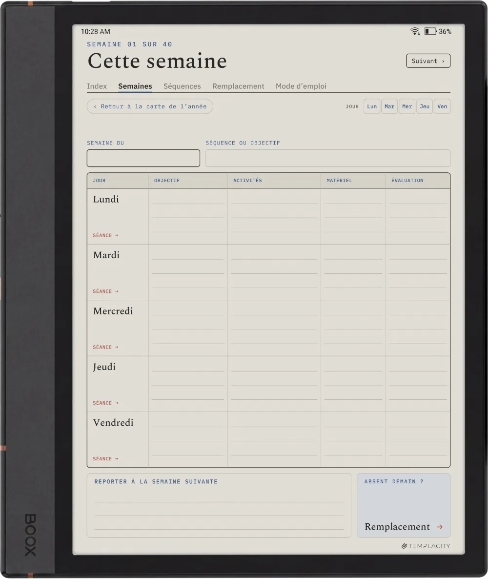 Le Planner sur la Boox Note Max