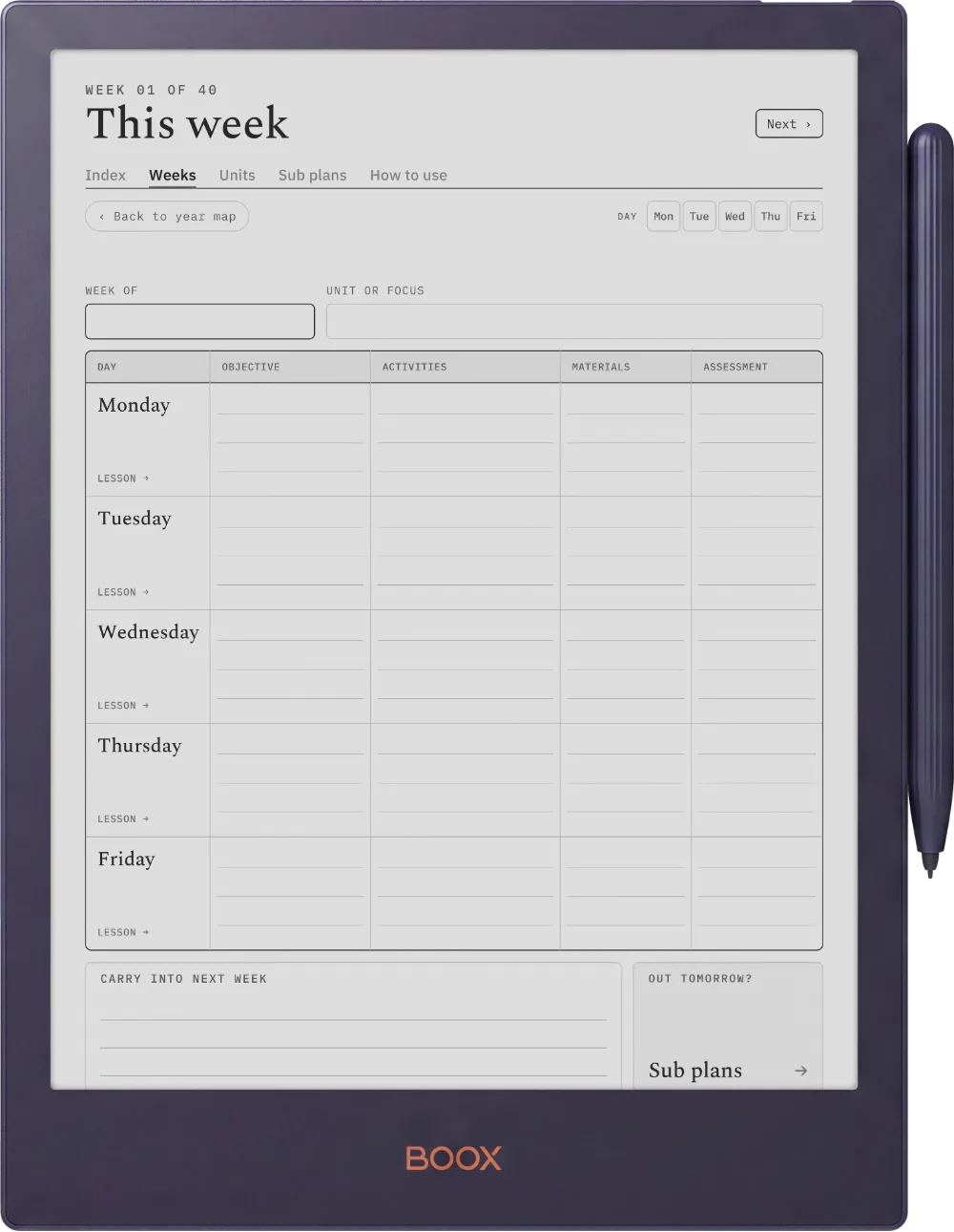 The Planner on the Boox Note5