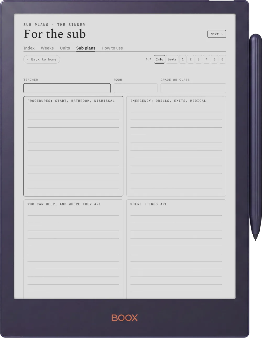 The Planner · Teachers Boox Note5 page 5