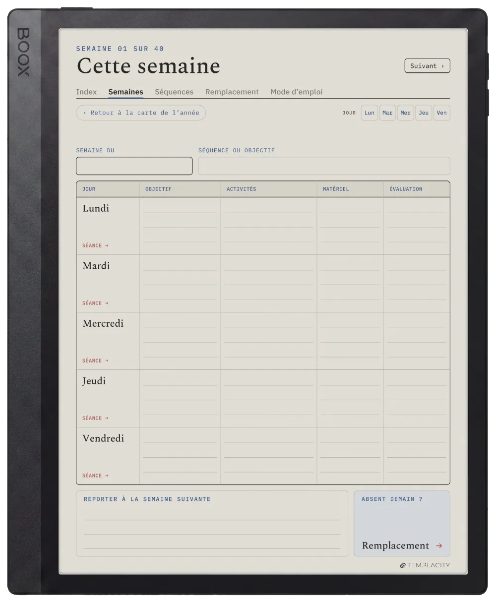 Le Planner La semaine