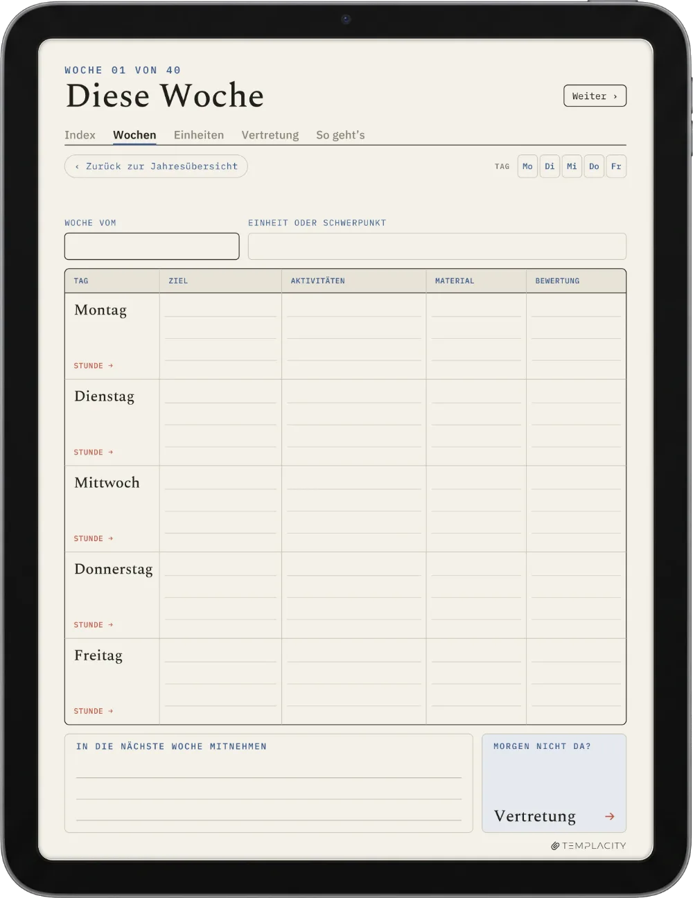 The Planner auf dem iPad