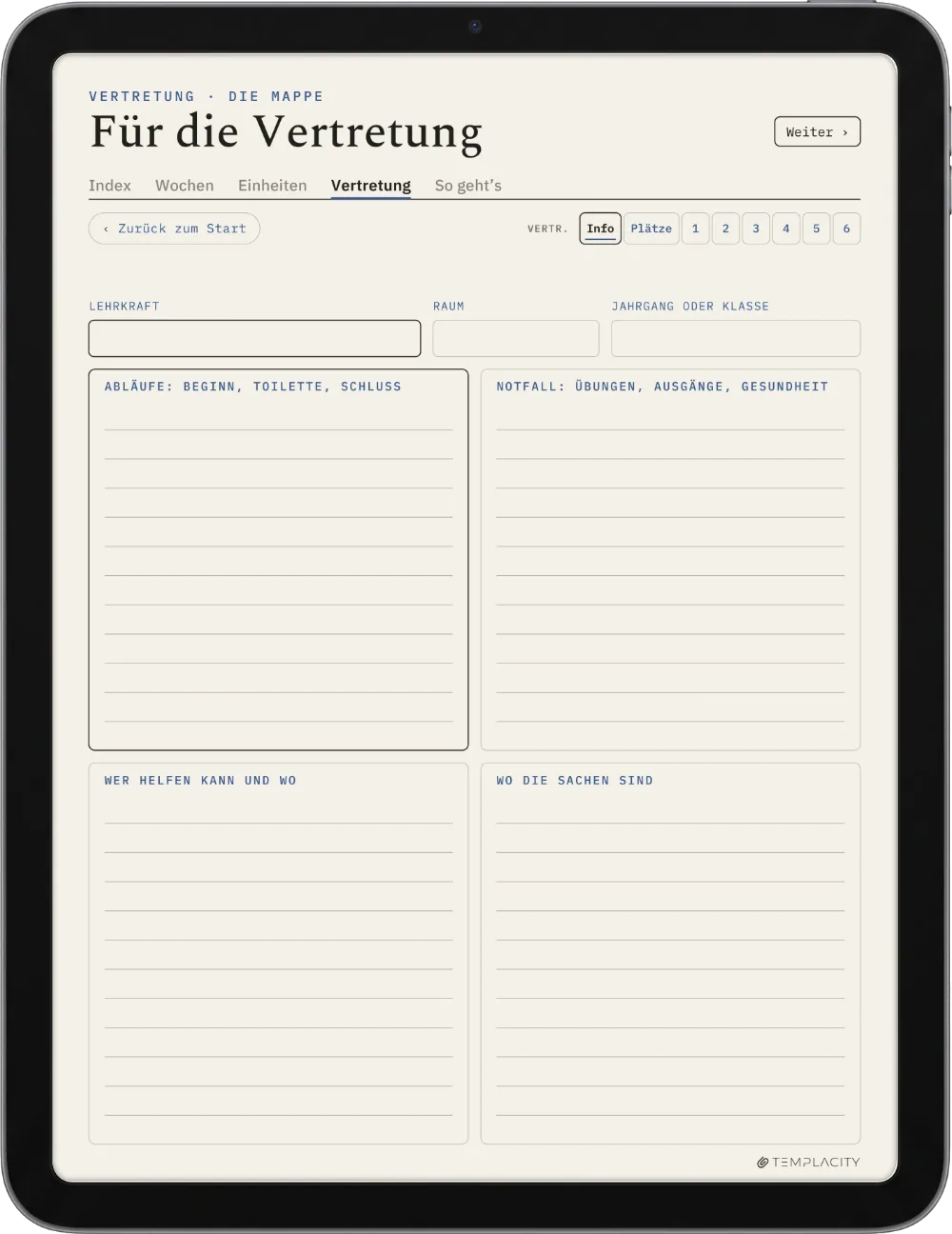The Planner · Lehrkräfte iPad Seite 5