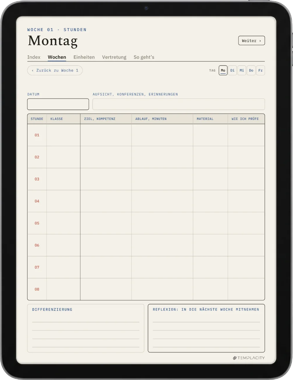 The Planner · Lehrkräfte iPad Seite 3