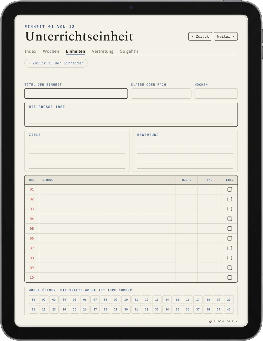 The Planner · Lehrkräfte iPad Seite 4