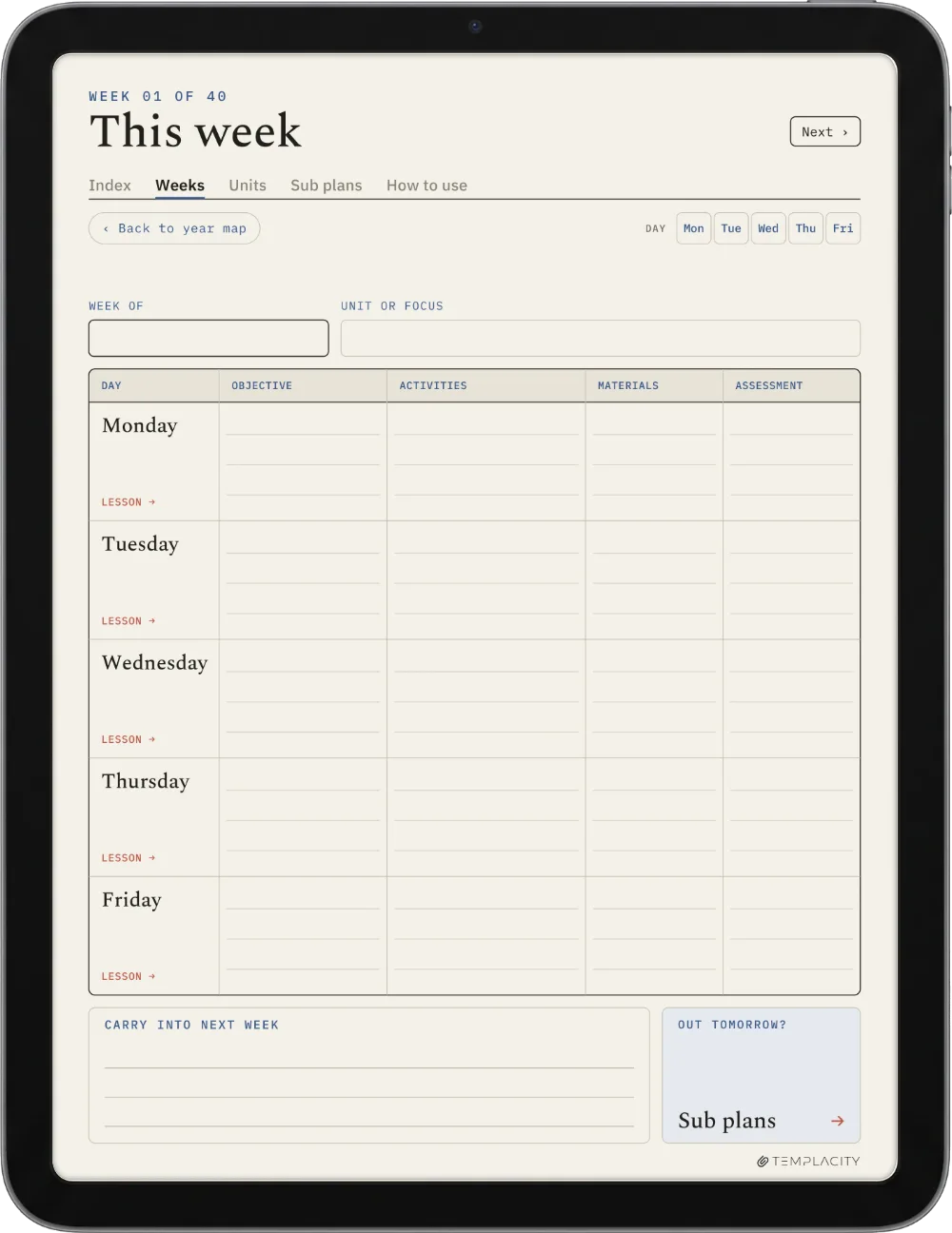 The Planner on the iPad