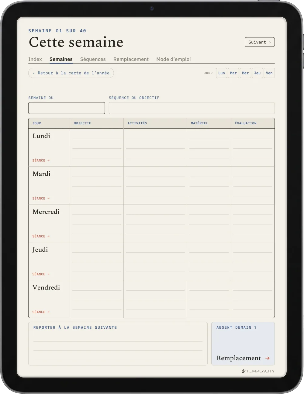 Le Planner sur iPad