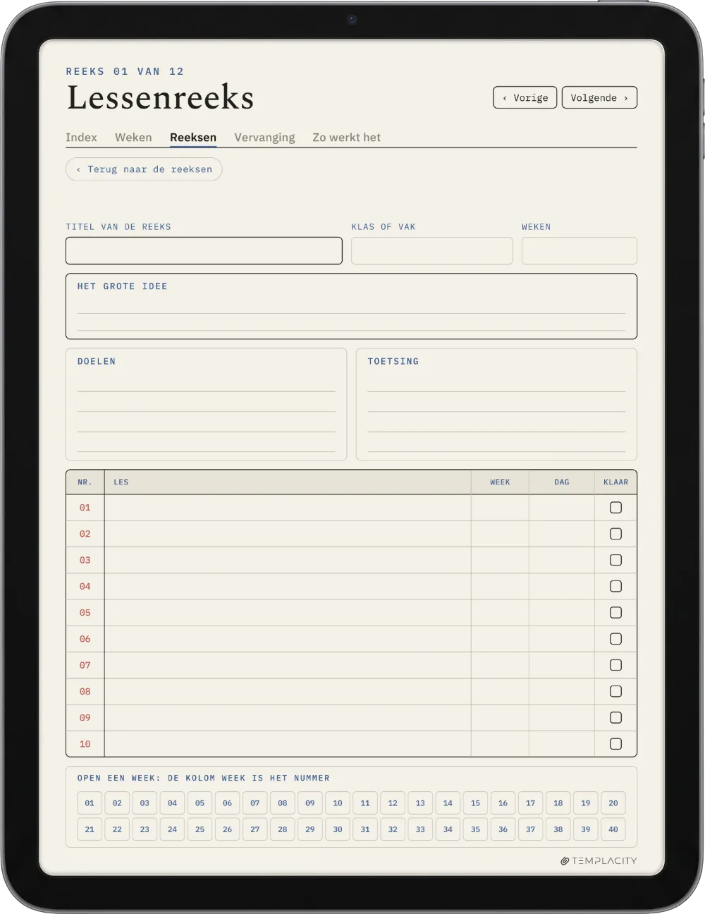 The Planner · Docenten iPad pagina 4