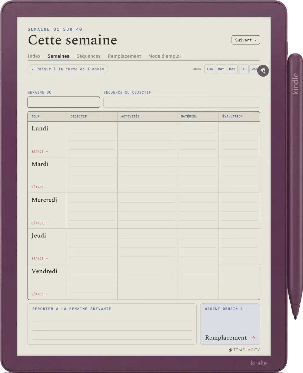 Le Planner sur la Kindle Scribe Colorsoft