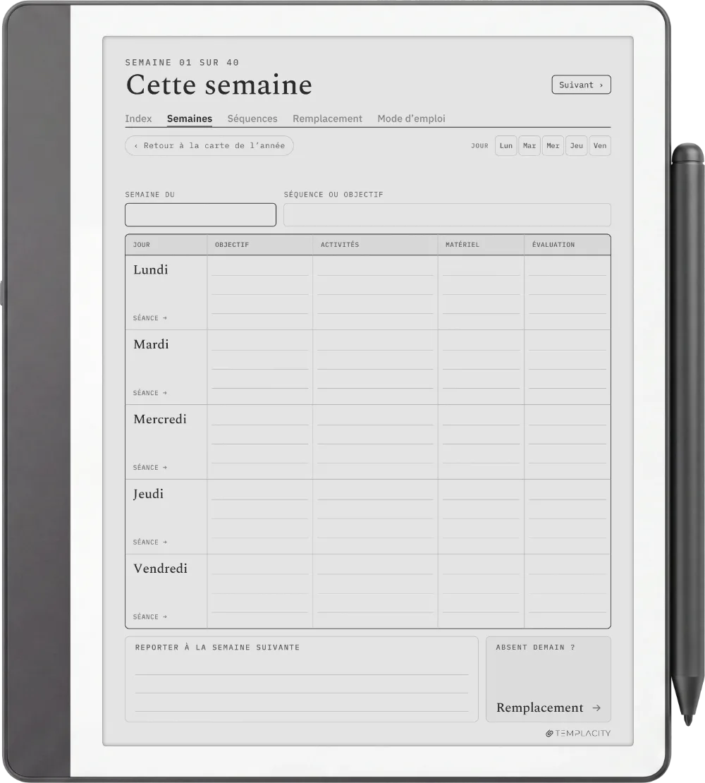 Le Planner sur la Kindle Scribe