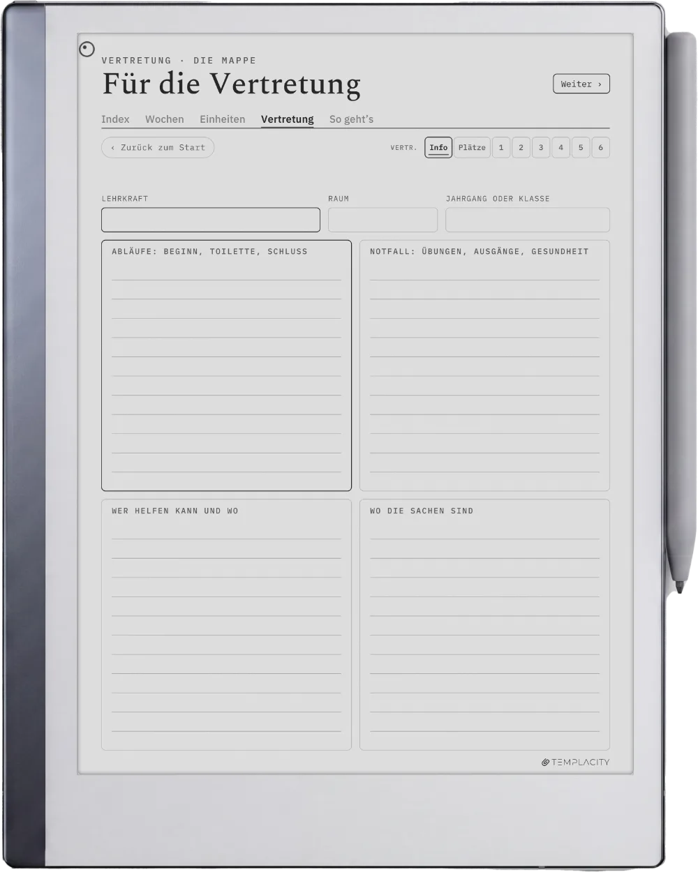 The Planner · Lehrkräfte reMarkable 2 Seite 5