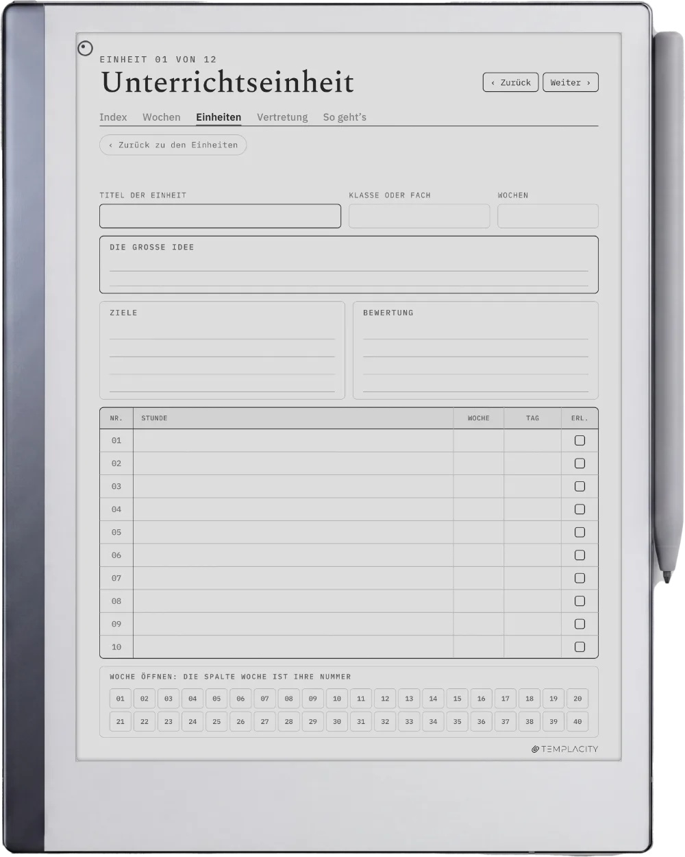The Planner · Lehrkräfte reMarkable 2 Seite 4