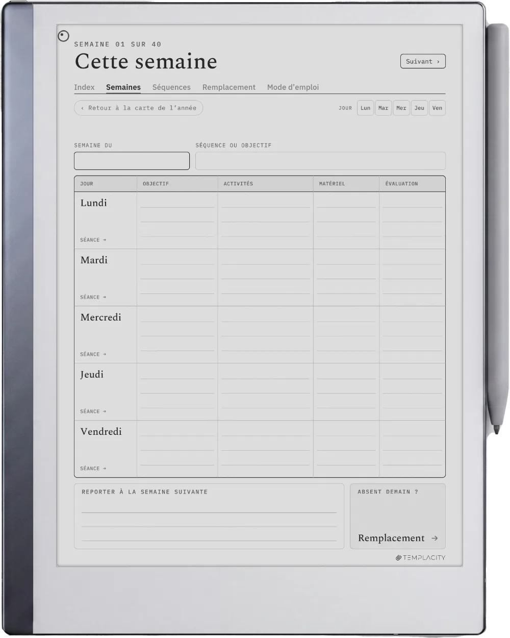 Le Planner sur la reMarkable 2