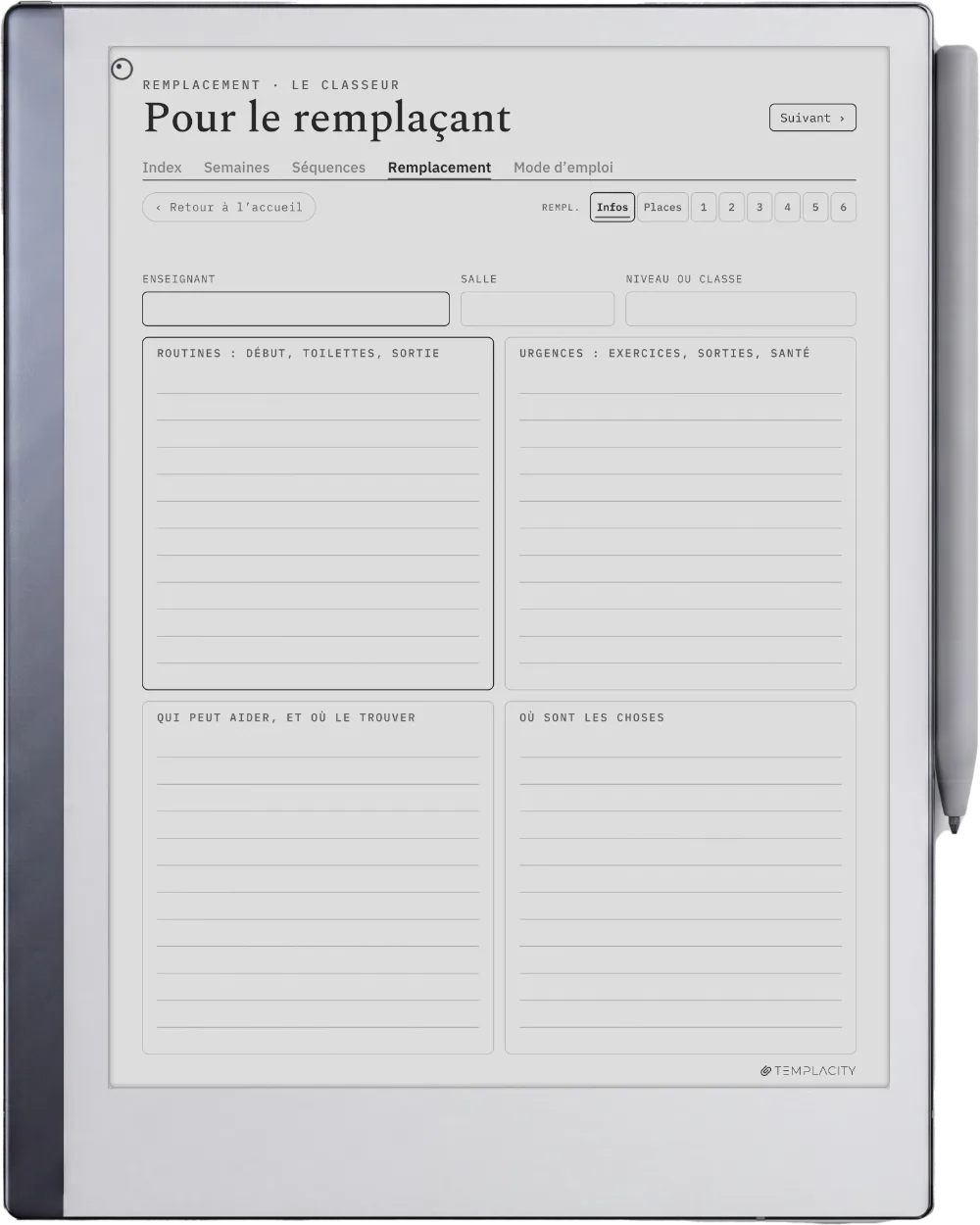 The Planner · Enseignants reMarkable 2 page 5