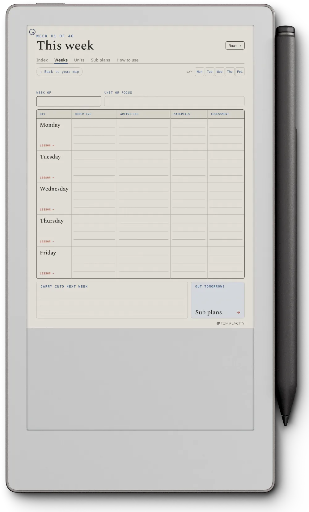 The Planner on the reMarkable Paper Pro Move
